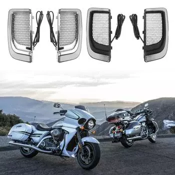2 шт. обтекатель мотоцикла, нижние грили, светодиодные указатели поворота, ходовые огни, модифицированные детали для мотоцикла для Street Glide Road King серебряный