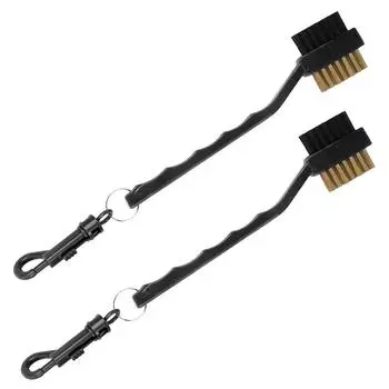 2 ШТ. Очиститель для гольф-клубов Двусторонние пластиковые щетки с двойной щетиной Инструменты для чистки Черный