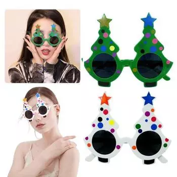2 шт. Очки для рождественской елки, костюм для косплея на рождественскую вечеринку, нарядные очки, рождественские аксессуары для очков для вечеринок, реквизит для фотосъемки 2pcs зелёный/белый