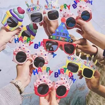 2 шт. очки на день рождения, красочные очки в форме кекса, многоразовые, с прочным шарниром, легкие, унисекс, декоративная вечеринка, реквизит для фотосессии, очки на день рождения белый