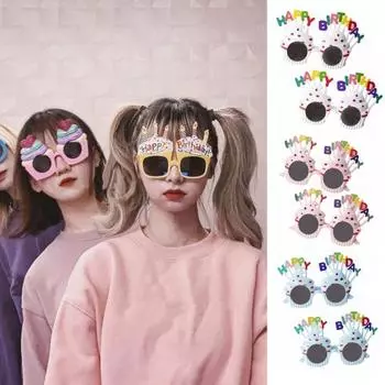 2 шт. очки на день рождения, красочные очки в форме кекса, многоразовые, с прочным шарниром, легкие, унисекс, декоративная вечеринка, реквизит для фотосессии, очки на день рождения белый