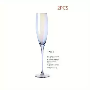 2 шт., очки, стеклянная чашка, бокалы для вина, скандинавский стиль, хрустальное стекло, u-образный графин, бытовой Радужный графин для вина, кухонные принадлежности Colorful Champagne Glasses-2pcs