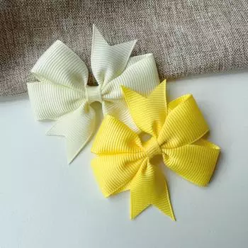 2 шт. Однотонные банты для волос из репсовой ленты с зажимами для девочек, маленькие заколки-банты, детские заколки ручной работы, аксессуары для волос