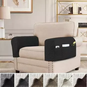 2 шт. однотонные чехлы для подлокотников дивана, съемные эластичные чехлы для мебели, моющиеся, переносные, сумка для хранения для гостиной 1Set 2Pieces