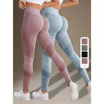 2 шт. однотонные леггинсы для фитнеса и йоги, леггинсы для йоги с высокой эластичностью и контролем живота, женская спортивная одежда S