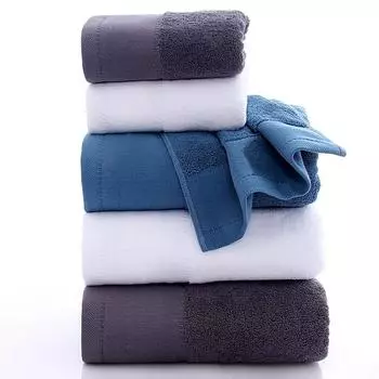 2 шт., однотонные утолщенные полотенца из чистого хлопка для отеля и отеля, косметические полотенца для ванной 35*75cm белый