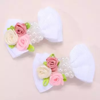 2 шт. однотонные заколки для волос с цветком и бантом, цветочные ленты, заколка для волос, милая заколка для маленькой девочки, головной убор для детей, аксессуары для волос