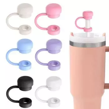 2 шт., однотонный соломенный чехол, пищевой силикон, не содержащий бисфенола А, многоразовый, пыленепроницаемый, без пролива, 10 мм, стакан с соломенным наконечником, заглушка, топпер, защитная чашка, аксессуары чёрный