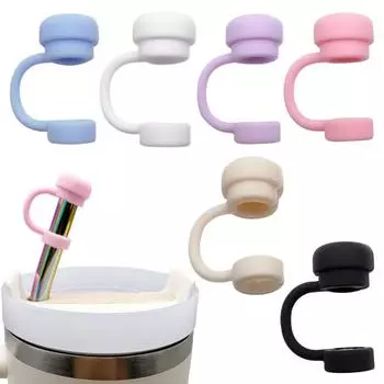 2 шт., однотонный соломенный чехол, пищевой силикон, не содержащий бисфенола А, многоразовый, пыленепроницаемый, без пролива, 10 мм, стакан с соломенным наконечником, заглушка, топпер, защитная чашка, аксессуары белый