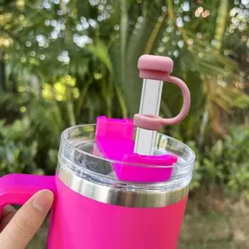 2 шт., однотонный соломенный чехол, пищевой силикон, не содержащий бисфенола А, многоразовый, пыленепроницаемый, без пролива, 10 мм, стакан с соломенным наконечником, заглушка, топпер, защитная чашка, аксессуары хаки