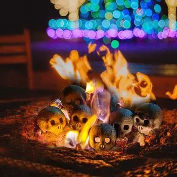 2 шт. огнестойкие украшения в виде черепа, металлическая копия человеческого черепа, аксессуар для костра для костра, камин, газ, пропан