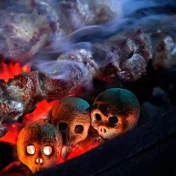 2 шт. огнестойкие украшения в виде черепа, металлическая копия человеческого черепа, аксессуар для костра для костра, камин, газ, пропан белый