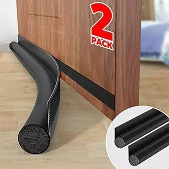 2 шт., ограничитель сквозняка двери, регулируемый блокатор сквозняка под дверью, уплотнитель двери, подходит для внутренних/наружных дверей 2PCS белый