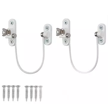 2 шт. ограничитель замка безопасности для окон и дверей из ПВХ для детей, кабель безопасности и ключ White (2PCS)