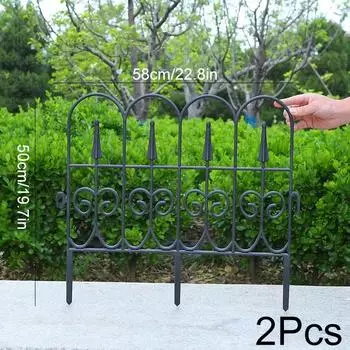 2 шт. Ограждение Барьер Защита от животных Ландшафтный Декоративный Ржавчиноустойчивый Декор для дома и двора Гибкий Орнаментальный Дизайн с прокруткой A чёрный
