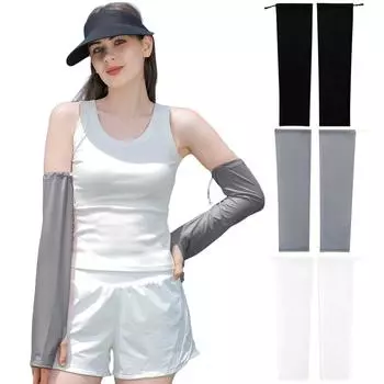 2 шт. охлаждающий чехол для руки Ice Silk Driving Anti Sunburn Sleeve Регулируемый длинный рукав Anti Sunburn Cuff для занятий спортом на открытом воздухе, велоспорта чёрный