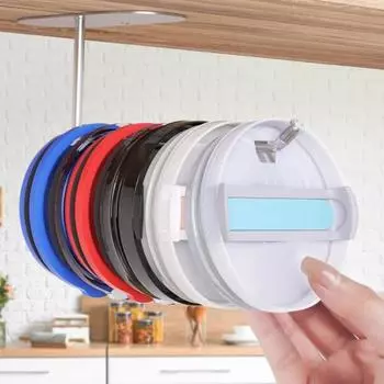 2 шт. Органайзер для крышки стакана. Горизонтальный с липкой лентой. Конструкция с защитой от падения. Крепление под шкафом. Кухонные шкафы и столешницы без беспорядка. Short 2pcs