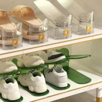2 шт. Органайзер для обуви, стеллаж для хранения, двухслойная противоскользящая конструкция, прочная несущая стойка для обуви на высоких и низких каблуках чистый