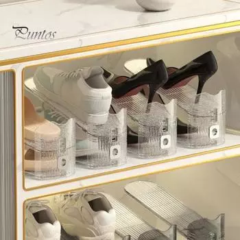 2 шт. Органайзер для обуви, стеллаж для хранения, двухслойная противоскользящая конструкция, прочная несущая стойка для обуви на высоких и низких каблуках чистый