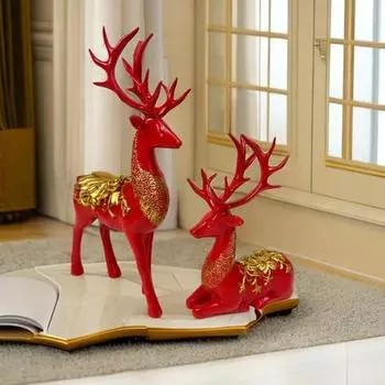 2 шт., орнамент в виде лося, изысканный набор скульптур оленя, элегантный орнамент в виде оленя для праздника, рождественского украшения I
