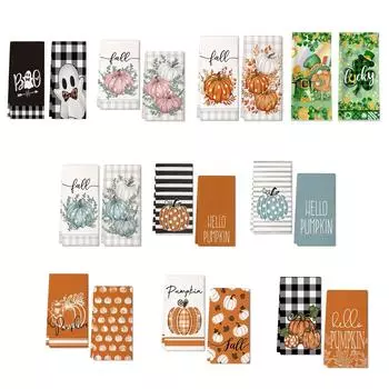 2 шт. осенние кухонные полотенца осенние полотенца для посуды полотенца из микрофибры мешочки для муки осенние полотенца для посуды сезонные полотенца для рук украшение на День благодарения осень One Size