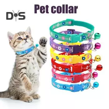 2 шт. ошейник для домашних животных с колокольчиком, цветочный дизайн, ошейник для кошек с пряжкой, регулируемый ошейник для щенков, маленьких мальчиков, девочек, котят, собак, маленьких животных синий
