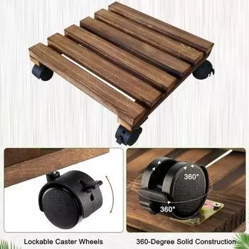 2 шт. основание лотка для цветов, вращающееся на 360 градусов, подвижное, из массива дерева, большой кронштейн, прямоугольное утолщенное шасси, мягкое дно 35*35cm