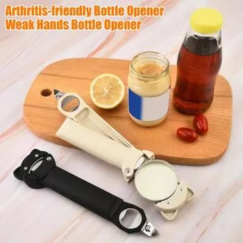 2 шт. открывалка для банок и бутылок для слабых рук, эргономичный штопор для вина, выдвижной магнитный консервный нож, многофункциональный инструмент для открывания крышек для пожилых людей красный/белый