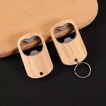 2 шт. открывалка для бутылок пива вина сока нержавеющая сталь деревянный брелок креативные гаджеты для кухни дома 2PCS