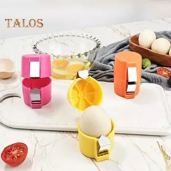 2 шт., открывалка для яиц, инструмент для чистого раскалывания, ручной резак для яичной скорлупы, многофункциональный разбиватель и разделитель яиц для приготовления пищи, кемпинга розовый/оранжевый