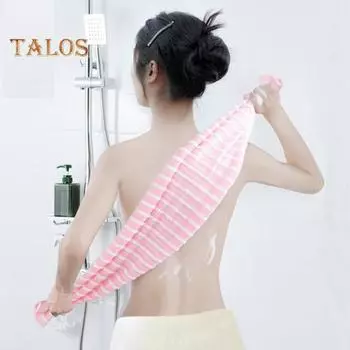 2 шт. отшелушивающее полотенце для душа банное полотенце с пенящейся сеткой длинный полосатый дизайн скраб для спины быстросохнущие салфетки ручка скребок для душа синий/чёрный