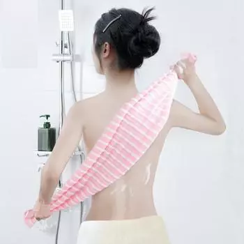 2 шт. отшелушивающее полотенце для душа банное полотенце с пенящейся сеткой длинный полосатый дизайн чёрный/розовый