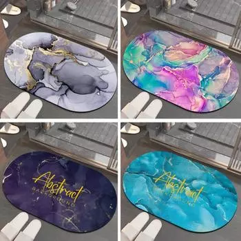 2 шт. овальный коврик для пола из диатомовой грязи, коврик для унитаза, нескользящий впитывающий коврик для ног, быстросохнущий коврик для пола в ванной 40*60cm