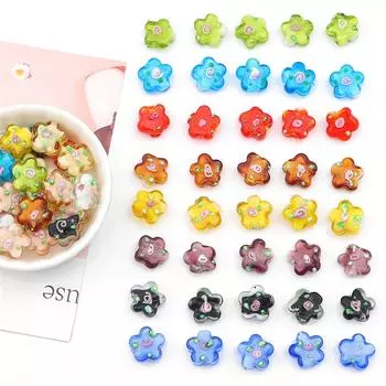 2 шт./пакет, 14 мм, стеклянные бусины ручной работы в форме лэмпворка, бусины в форме цветка, подвеска для ожерелья, браслета, серьги, аксессуары для изготовления ювелирных изделий своими руками белый