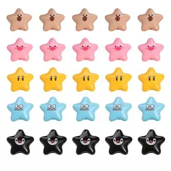 2 шт./пакет 22x20 мм акриловые бусины с пентаграммой с принтом для самостоятельного изготовления браслета, ожерелья, серег, ювелирных изделий, аксессуаров 22x20mm 2pcs/bag