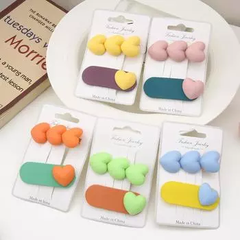 2 шт./пакет, 7 см, железная акриловая заколка в форме сердца ярких цветов для детей, заколки для волос для девочек розовый