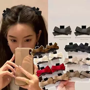 2 шт./пакет принцесса бант заколки для волос сладкий черный красный бант маленький зажим для волос коготь зажим головной убор женские инструменты для укладки волос 2pcs