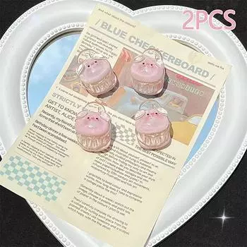 2 шт./пакет, симпатичная розовая прозрачная свиная голова, маленькая заколка-хвост, милое женское сердце, универсальные аксессуары для волос