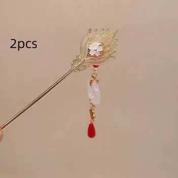 2 шт. Палочки для волос с бусинами в форме волны в корейском стиле Ханфу с кисточками, Новогодние заколки, Китайская заколка для волос, Женская