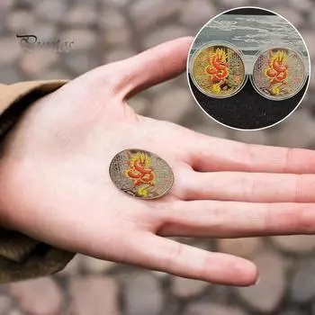 2 шт. памятная медаль китайского дракона 2024 год Дракона талисман зодиака круглый дракон металлическая коллекция монет фестиваль подарок на память A серебряный