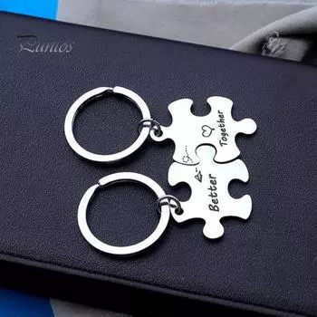 2 шт пара брелок ожерелье вместе лучше головоломка из нержавеющей стали DIY брелок для ключей держатель рюкзак кулон орнамент подарок парню и подруге A
