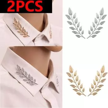 2 шт. пара брошь из пшеницы, модная винтажная мужская рубашка, костюм, булавки для воротника, броши с золотыми листьями дерева, аксессуары для одежды, ювелирные изделия, подарки для вечеринок золотой