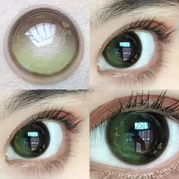 2 шт./пара цветных контактных линз 14,5 мм, цветные линзы для зеленых глаз, ежегодные красивые линзы для диоптрий и близорукости, студенческая цветная косметика 0 зелёный