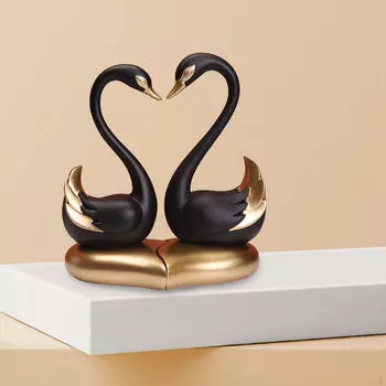 2 шт., пара фигурок лебедя, скульптура животных, элегантные статуи, настольное украшение для камина белый