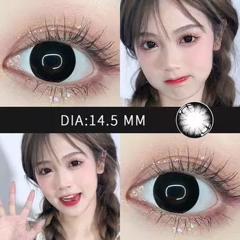 2 шт./пара контактных линз, косметические контактные линзы с большими черными глазами, удобные красивые однолетние цветные контактные линзы для глаз -1.00 чёрный