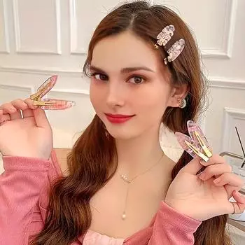 2 шт./пара, летние боковые заколки, заколка с уткой, без изгиба, без складок, заколка для волос с челкой