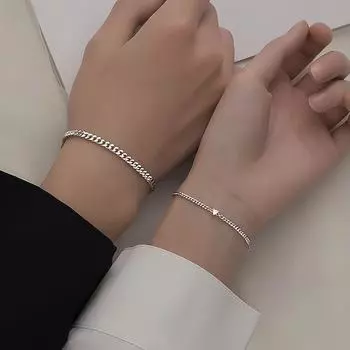 2 шт./пара модные браслеты из нержавеющей стали для пар, подвески в форме сердца, креативные браслеты-цепочки, ювелирные изделия, подарок для женщин и мужчин серебряный