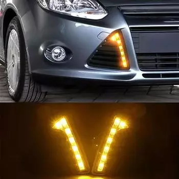 2 шт./пара светодиодных автомобильных фар переднего бампера дневные ходовые огни водонепроницаемые указатели поворота подходят для Ford Focus 3 MK3 2012 2013 2014 белый