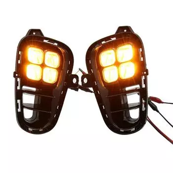 2 шт./пара светодиодных дневных ходовых огней, сигнальная лампа в сборе, подходит для Kia RIO 2017 2018 2019 2020, автомобильные аксессуары, указатели поворота чёрный