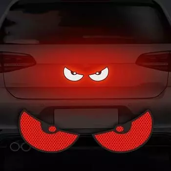 2 шт./пара светоотражающие наклейки для безопасности автомобиля, автомобильные наклейки с рисунком глаз, аксессуары для стайлинга автомобилей красный